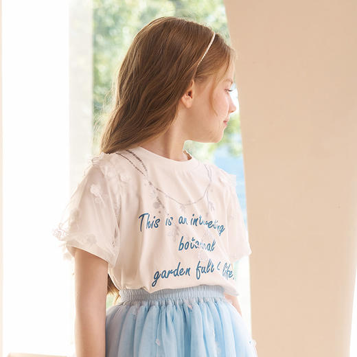 mettekids女童短袖t恤夏季儿童洋气凉感童装中大童透气速干上衣 商品图2