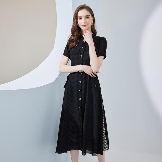 NF8B9斯尔丽瑟俪2023年新品法式浪漫收腰大摆小立领连衣裙 商品图2
