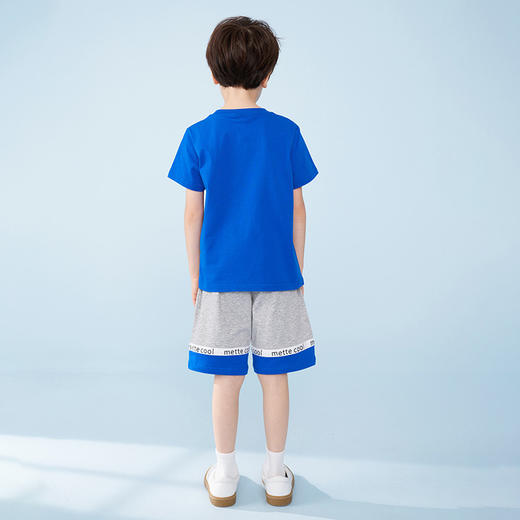 mettekids男童套装夏季儿童撞色短袖t恤中大童休闲运动短裤童装 商品图3