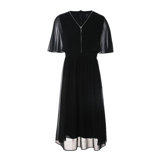 EITIE爱特爱夏款新品优雅V领飞袖显瘦高腰连衣裙7007765 商品图11