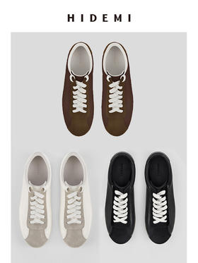HIDEMI简约设计感小羊皮球鞋sneaker 黑色/白色/棕色