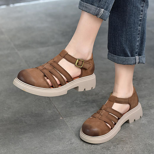 TN T75629-80厚底凉鞋包头魔术贴外穿罗马鞋 商品图2