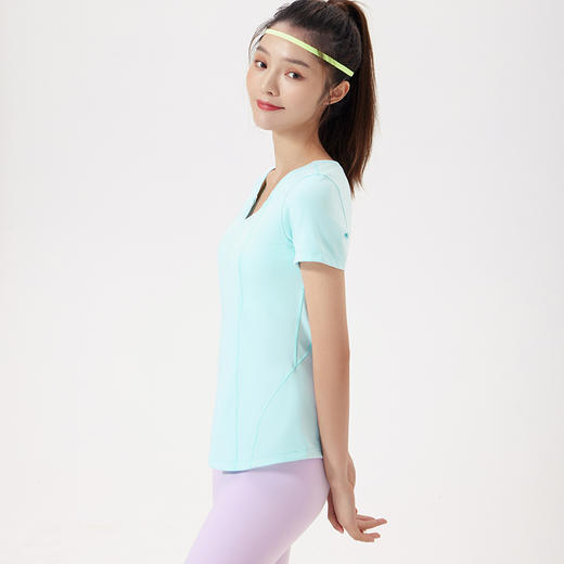 VOVOS防晒收腰小V领瑜伽健身T恤VTX8030 商品图9