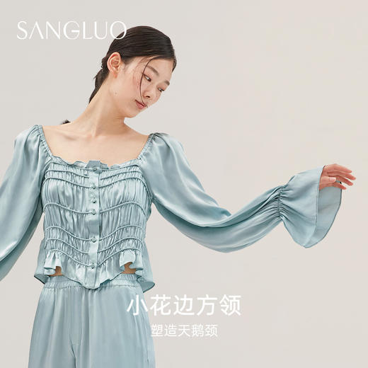 SANGLUO法式宫廷风睡衣套装女桑蚕丝家居服可外穿 商品图1