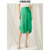 VIMAGE纬漫纪夏季新款高腰中长款过膝优雅高贵不规则缎半身裙V1906513 商品缩略图0