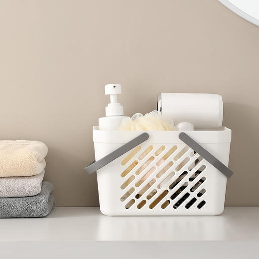 FaSoLa 浴室手提洗澡篮子洗漱用品杂物收纳筐塑料学生卫生间沐浴收纳框 商品图1