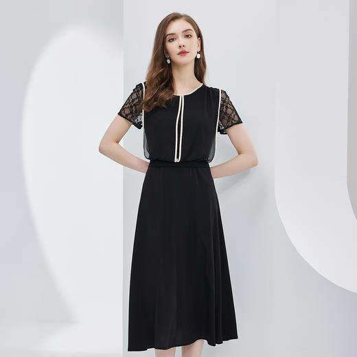NF8C9斯尔丽瑟俪2023年拼接假两件式经典时尚大方小黑裙连衣裙 商品图0