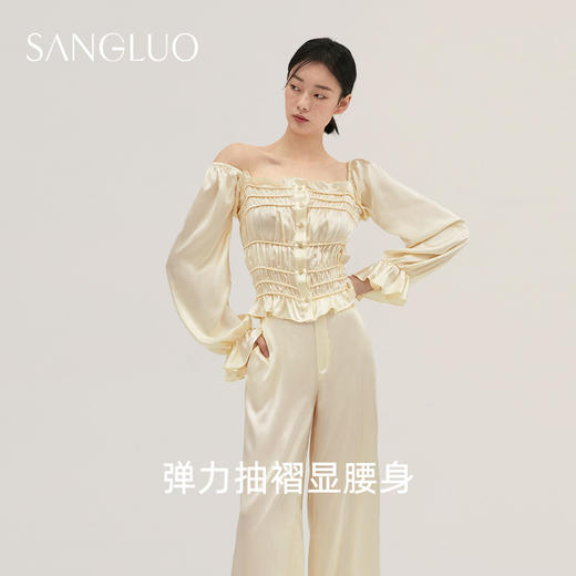 SANGLUO法式宫廷风睡衣套装女桑蚕丝家居服可外穿 商品图2