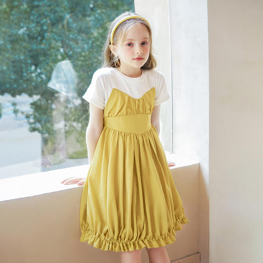 mettekids女童连衣裙儿童夏季新款洋气公主裙中大童假两件裙子 商品图1