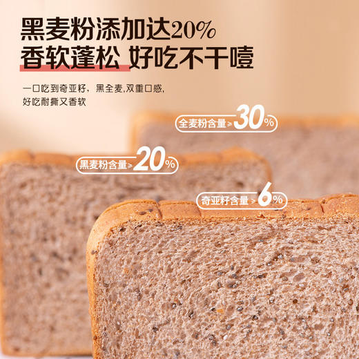 【高饱腹！奇亚籽黑全麦吐司】，真，真全麦！粗粮口感开启元气每天，早餐代餐不单独添加蔗糖点心饱腹食品切片面包健身三明治健康特价清仓 商品图1