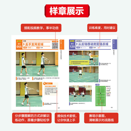 图解羽毛球训练 技战术与体能训练200项 视频学习版   羽毛球教学书 商品图2