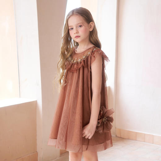 mettekids夏季女童连衣裙中大童甜美洋气裙子儿童绣花网纱公主裙 商品图2