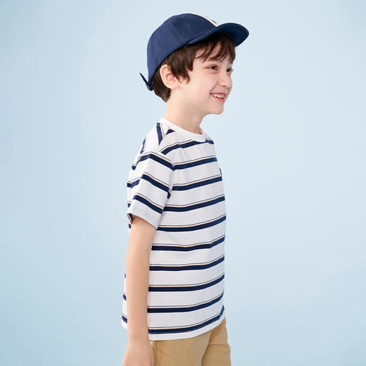 mettekids男童短袖t恤夏季儿童休闲条纹童装上衣中大童洋气打底衫 商品图2