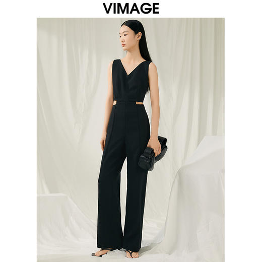 VIMAGE纬漫纪夏季新款高腰修身休闲裤连衣裤V1907519 商品图2
