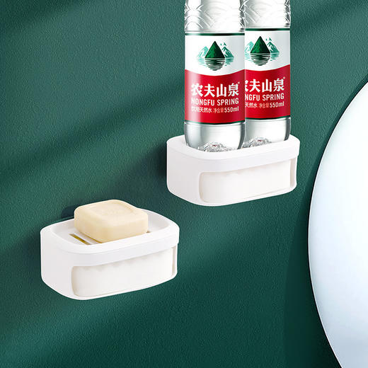 FaSoLa 沥水肥皂盒壁挂式香皂盒免打孔多功能双层家用浴室洗手间悬挂排水 商品图12
