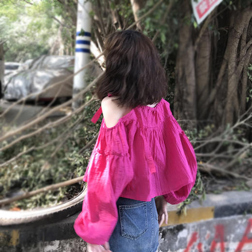 裁缝学苑AX53短款衬衫纸样女装系带露肩泡泡袖上衣做衣服样版裁剪 商品图1