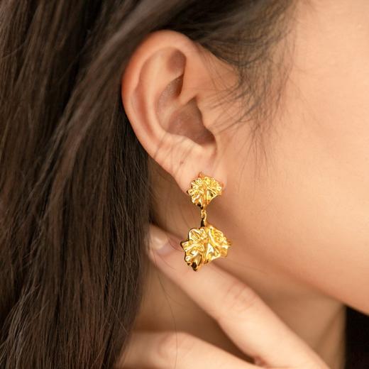 盐岛熔蜡大小块耳环 独特轻奢高级镀金熔岩耳饰 商品图4