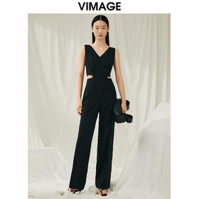 VIMAGE纬漫纪夏季新款高腰修身休闲裤连衣裤V1907519