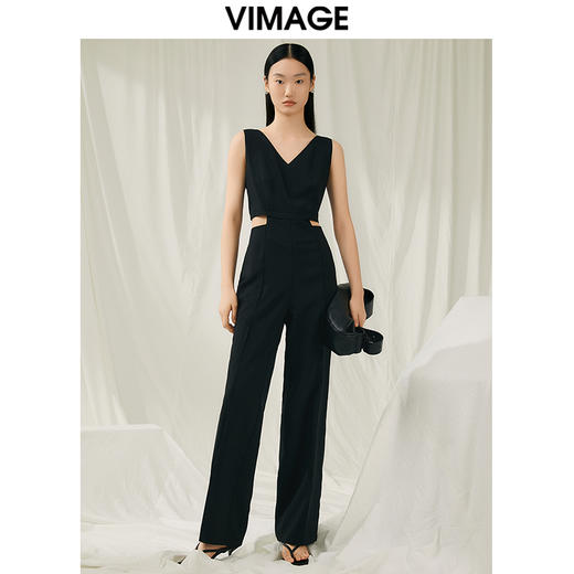 VIMAGE纬漫纪夏季新款高腰修身休闲裤连衣裤V1907519 商品图0