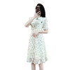 奢姿2025年夏装新款大码女装复古旗袍裙子胖妹妹印花时尚连衣裙9932825348 商品缩略图4