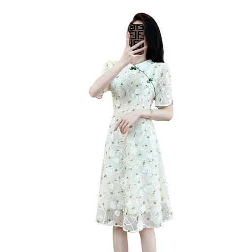 奢姿2025年夏装新款大码女装复古旗袍裙子胖妹妹印花时尚连衣裙9932825348 商品图4