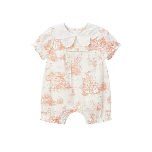 英氏23夏款女宝宝纯棉短袖可爱公主花边领套头连体衣YRHBJ2P274A 商品图4