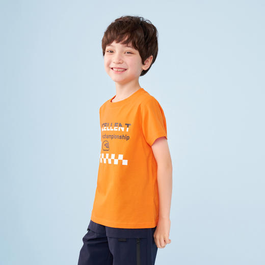 mettekids男童短袖t恤夏季儿童凉感透气童装中大童宽松休闲上衣 商品图3