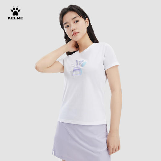 卡尔美夏季新款科学艺术城系列运动休闲纯棉短袖T恤 商品图1