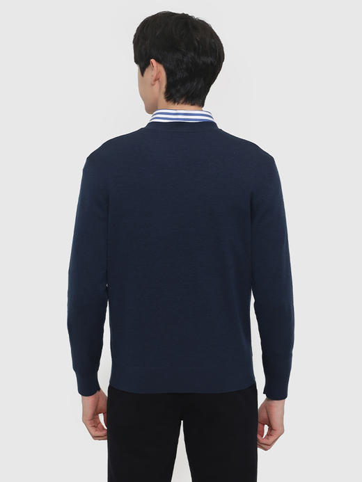 callisto深蓝色丝羊毛提花圆领图案毛衣 FRKNW016C 商品图2