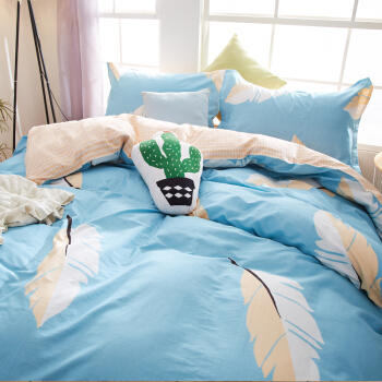 恒源祥 家纺四件套全棉纯棉斜纹印花床品双人四件套 摇曳纷飞HYX013TJ 适用200*230被套 商品图2