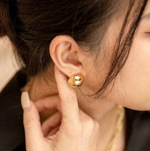盐岛 至简系列半球耳钉铜厚镀18K（白）金 商品图1