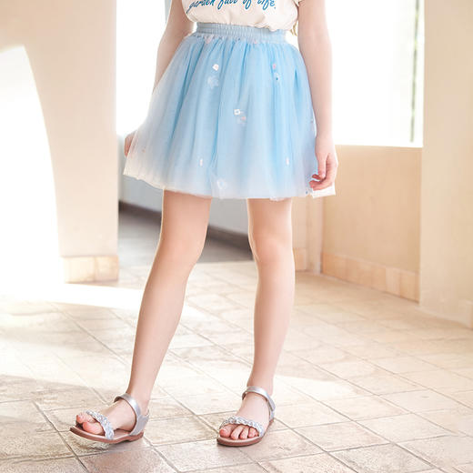 mettekids女童半身裙儿童夏季时尚百搭网纱裙中大童洋气绣花裙子 商品图2