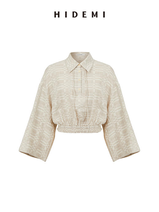 HIDEMI 格纹浮雕色织艺术亚麻套装 衬衫/口袋半裙 商品图12