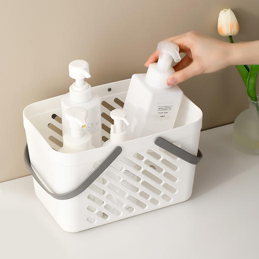 FaSoLa 浴室手提洗澡篮子洗漱用品杂物收纳筐塑料学生卫生间沐浴收纳框 商品图5