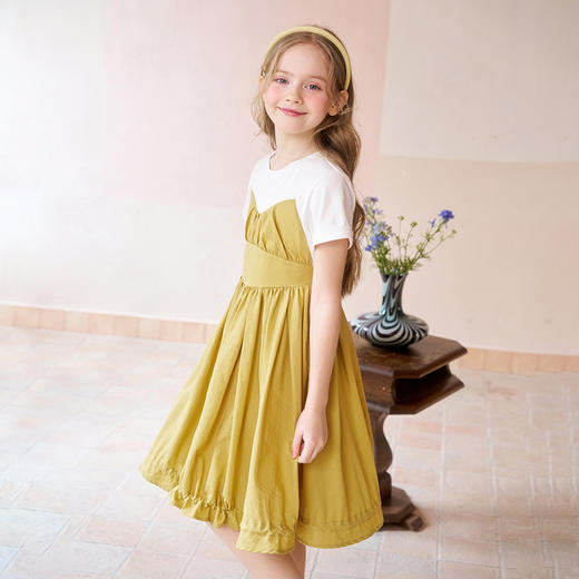 mettekids女童连衣裙儿童夏季新款洋气公主裙中大童假两件裙子 商品图3