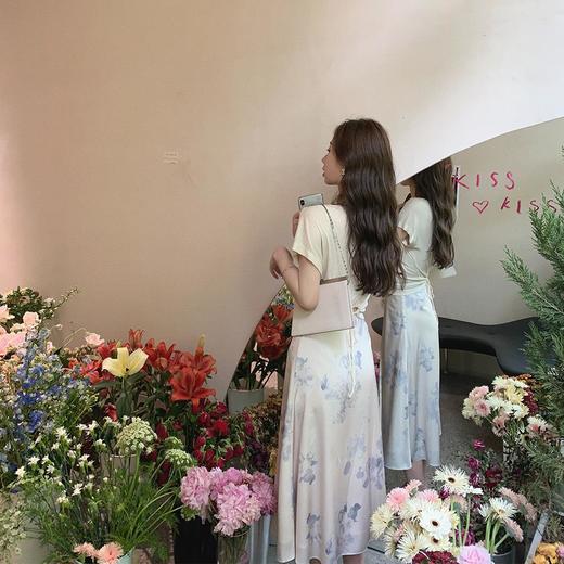 金蘑菇菇【梵高的画】断码特价~抽象艺术感中高腰过膝a字藏肉印花半身裙 商品图3