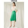 VIMAGE纬漫纪夏季新款高腰中长款过膝优雅高贵不规则缎半身裙V1906513 商品缩略图1