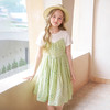 mettekids女童连衣裙夏季洋气时髦公主裙童装儿童短袖绿格裙子 商品缩略图1