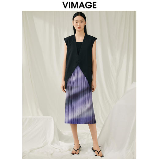 VIMAGE纬漫纪夏季新款百搭马甲简约修身西装薄外套V1903514 商品图1