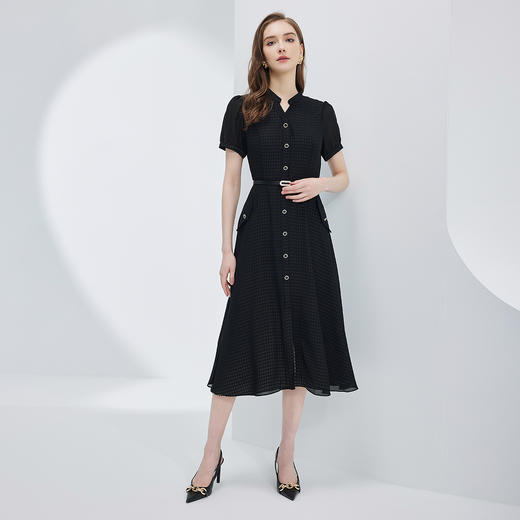 NF8B9斯尔丽瑟俪2023年新品法式浪漫收腰大摆小立领连衣裙 商品图3