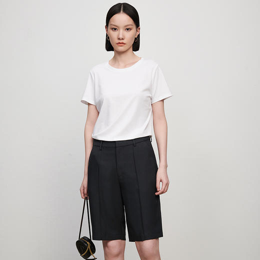 【品牌优选】【合作直发】IN AND ON新款华尔兹花纱麻感缉线休闲中裤时尚百搭五分裤 商品图8