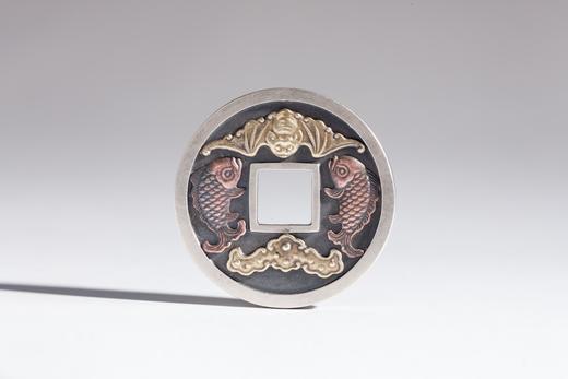 矩德泉坊 纯银手作   永乐通宝背吉庆有余（3.3厘米镶嵌版）534 商品图1