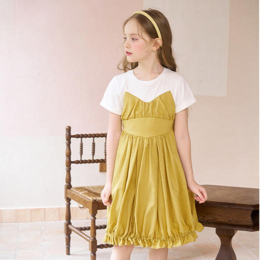 mettekids女童连衣裙儿童夏季新款洋气公主裙中大童假两件裙子 商品图2