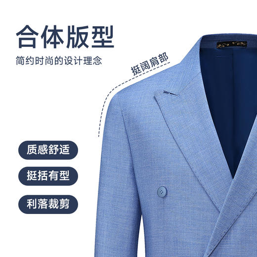 【新款DDS】大依优型薄款意式双排扣西服商务休闲夹克外套男宽松加肥加大码男士上衣胖子 商品图2