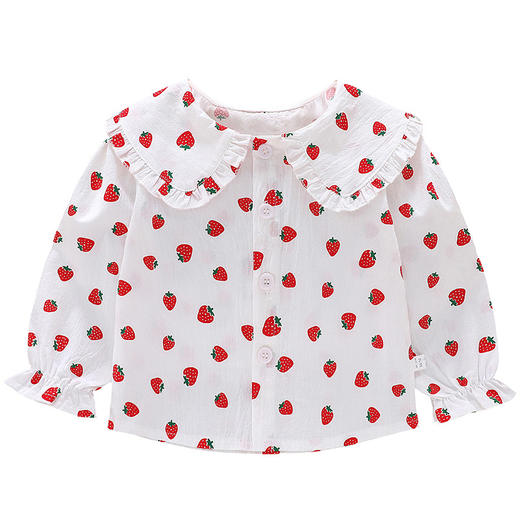 【100%纯棉时尚花边衬衣】新款女童衬衫长袖春秋款纯棉翻领花边韩版上衣女孩洋气童装 商品图4