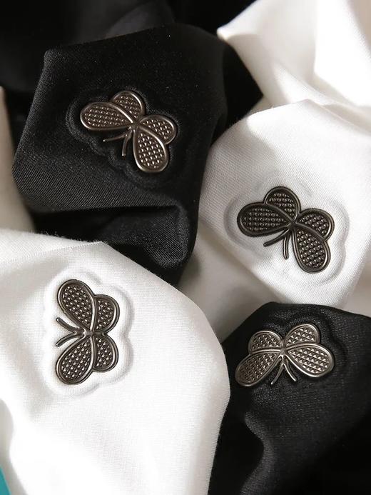 凉感免烫抗皱羽毛蛋白面料蝴蝶标轻奢短袖T恤 商品图1