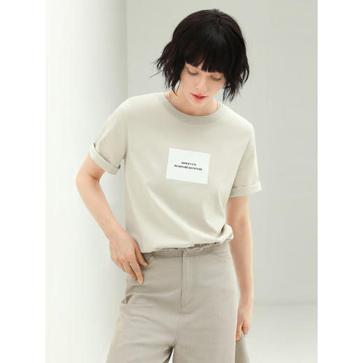 COCOBELLA凉感舒适冰氧吧T恤女印花休闲字母短袖TS536 商品图1