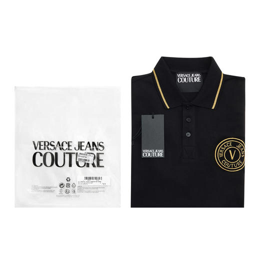VERSACE JEANS COUTURE  范思哲 奢华金线刺绣休闲翻领上衣男士短袖POLO衫 74GAGT06 CJ01T 商品图2