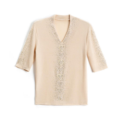 KQL D46M9983 2023夏季新款V领心型烫钻短袖T恤修身洋气显瘦打底小衫女 商品图4