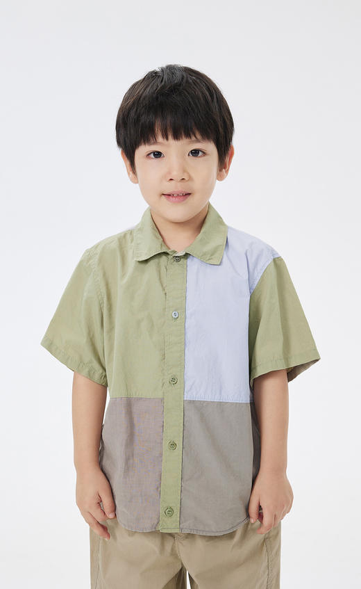 jnby  23年夏款  棉麻撞色拼接短袖衬衣 1N5211940 商品图6
